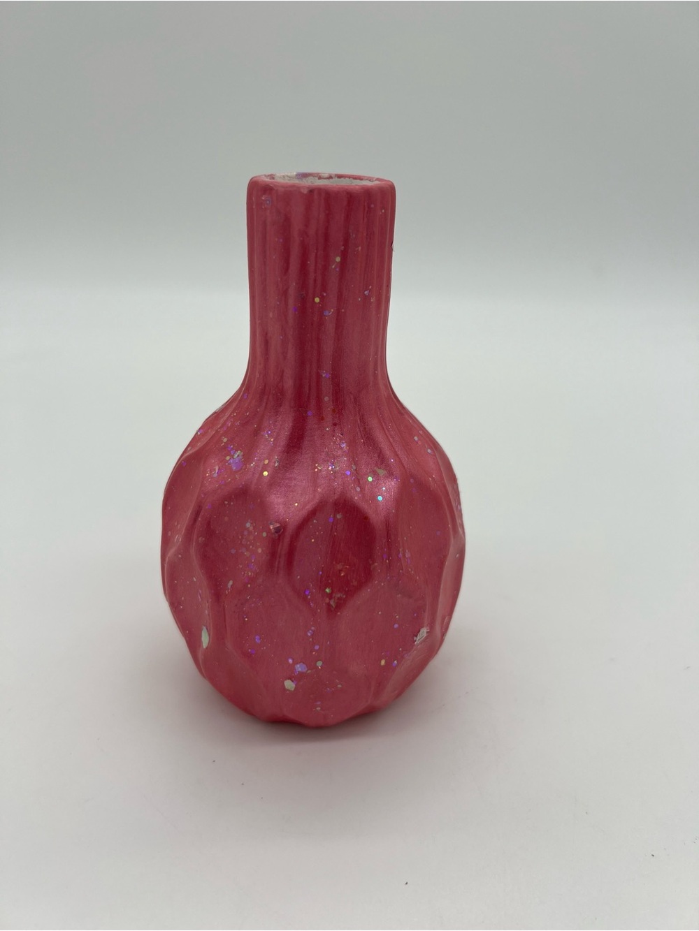 Ceramic Hand painted Pink Sparkly Vase  5.5” By 3”